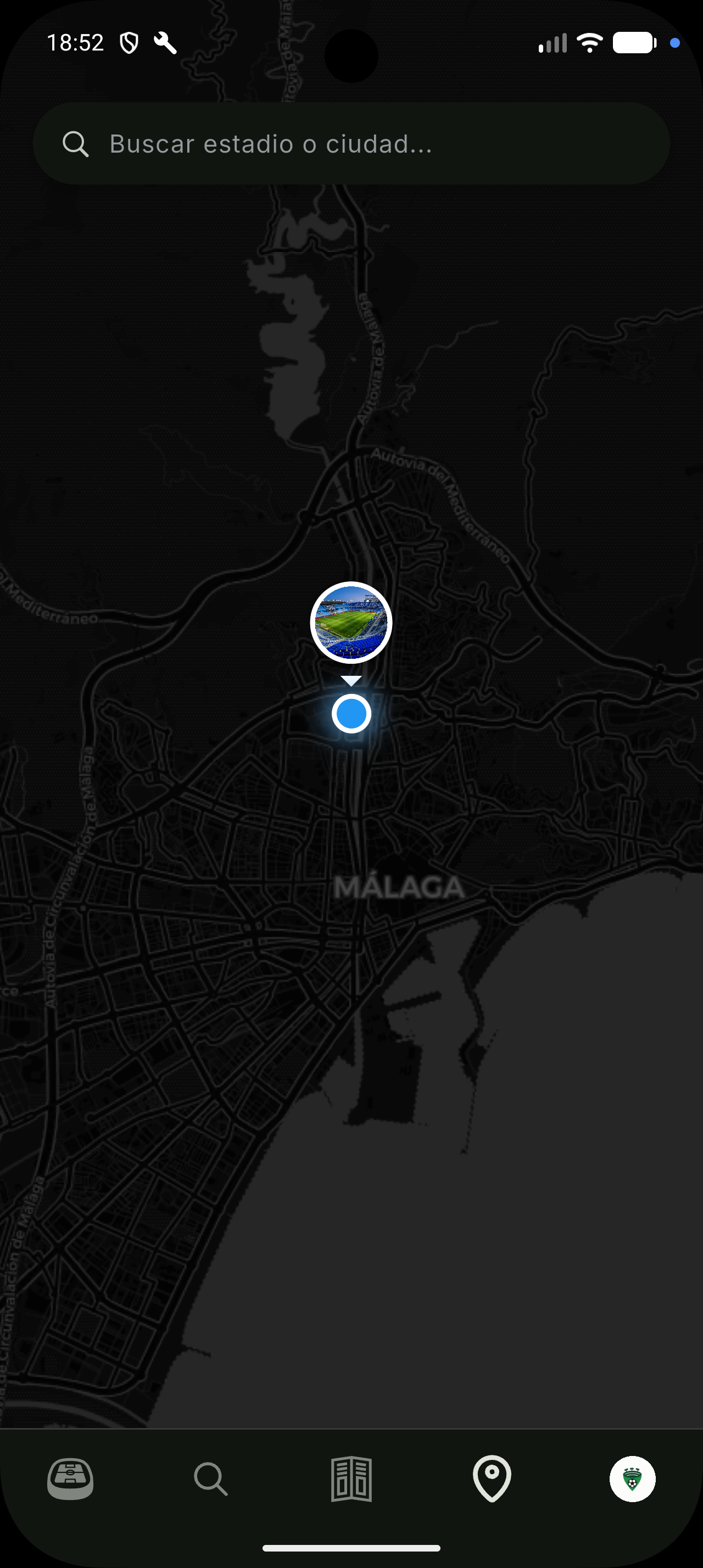 Mapa de Fublo con estadios y la actividad de otros aficionados.